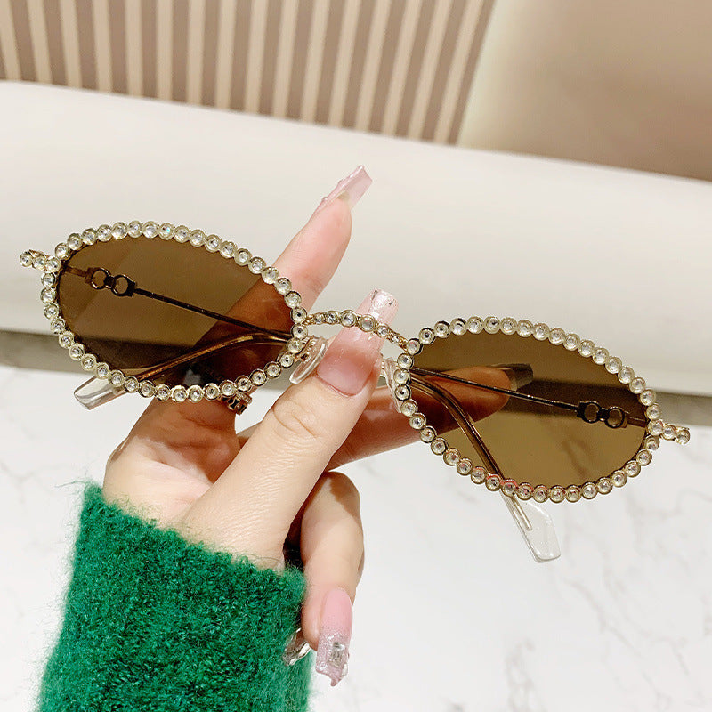 Damen Designer-Brillengestell mit extravagantem Perlenrahmen Brehn