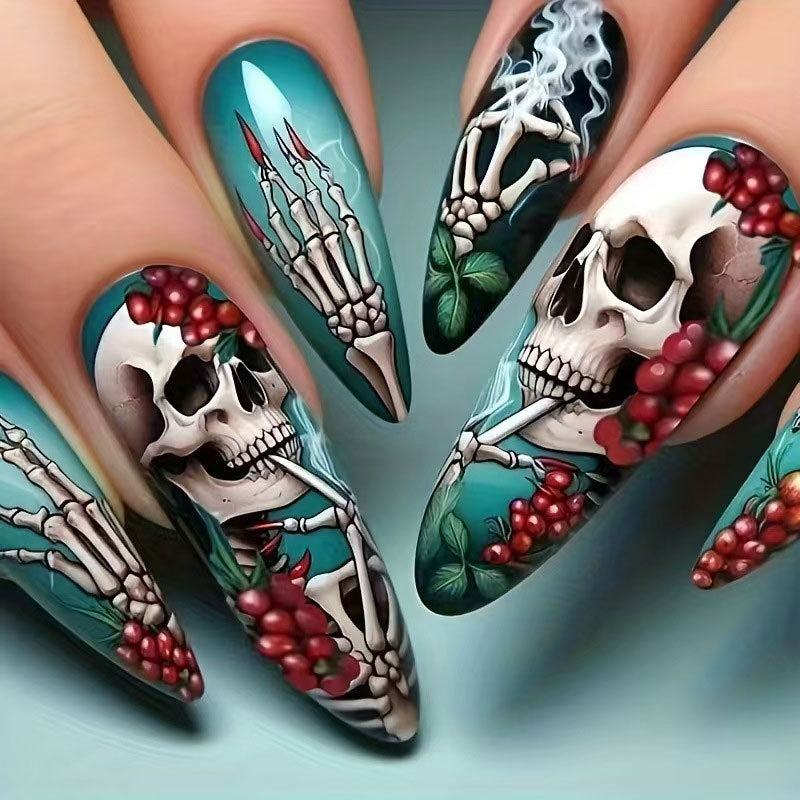 Künstlerisches Skelettmotiv Nagelkunst-Set