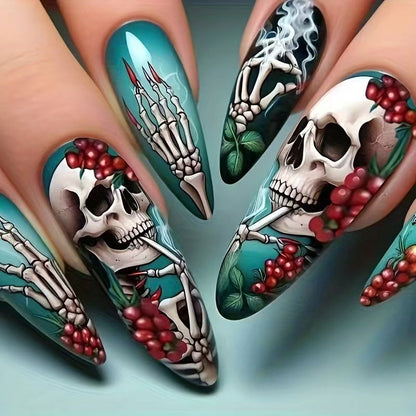 Künstlerisches Skelettmotiv Nagelkunst-Set
