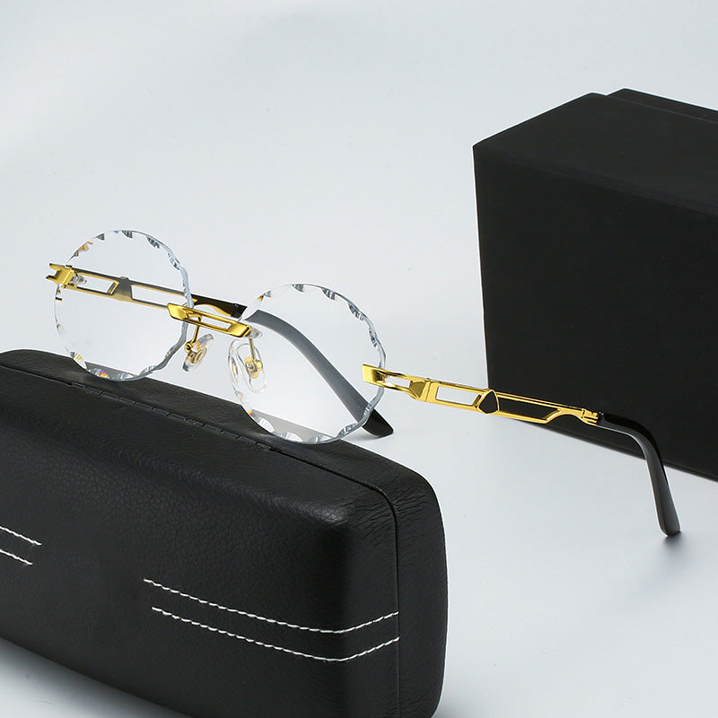 Damen runde Sonnenbrille mit einzigartigem Wellendesign und hochwertigem Metallrahmen Brehn