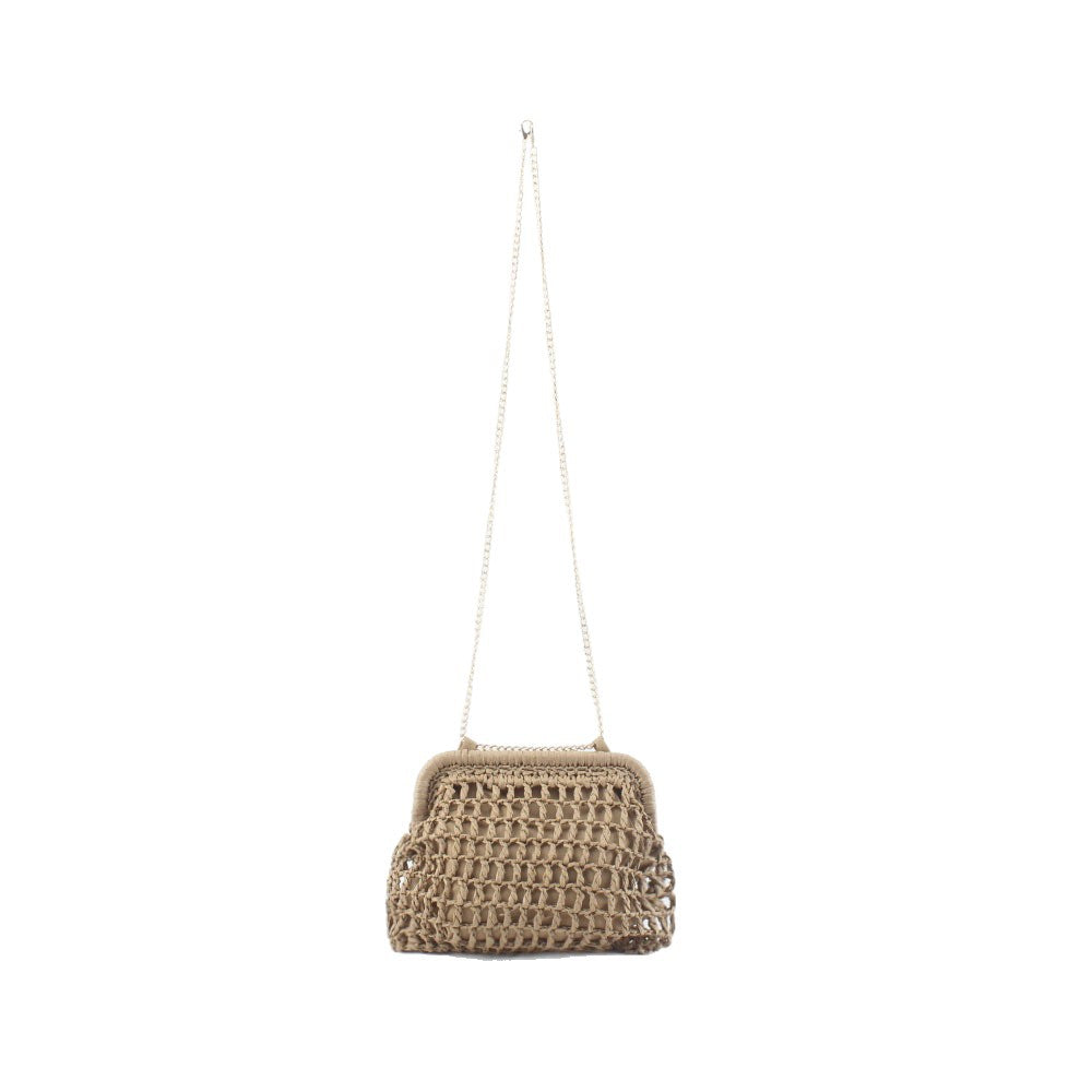 Handtasche Aus Geflochtenem Naturmaterial mit Feinen Kettenakzenten Brehn