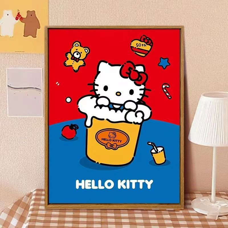 Hello Kitty-inspirierte Cartoon-Wandkunst Druck Brehn