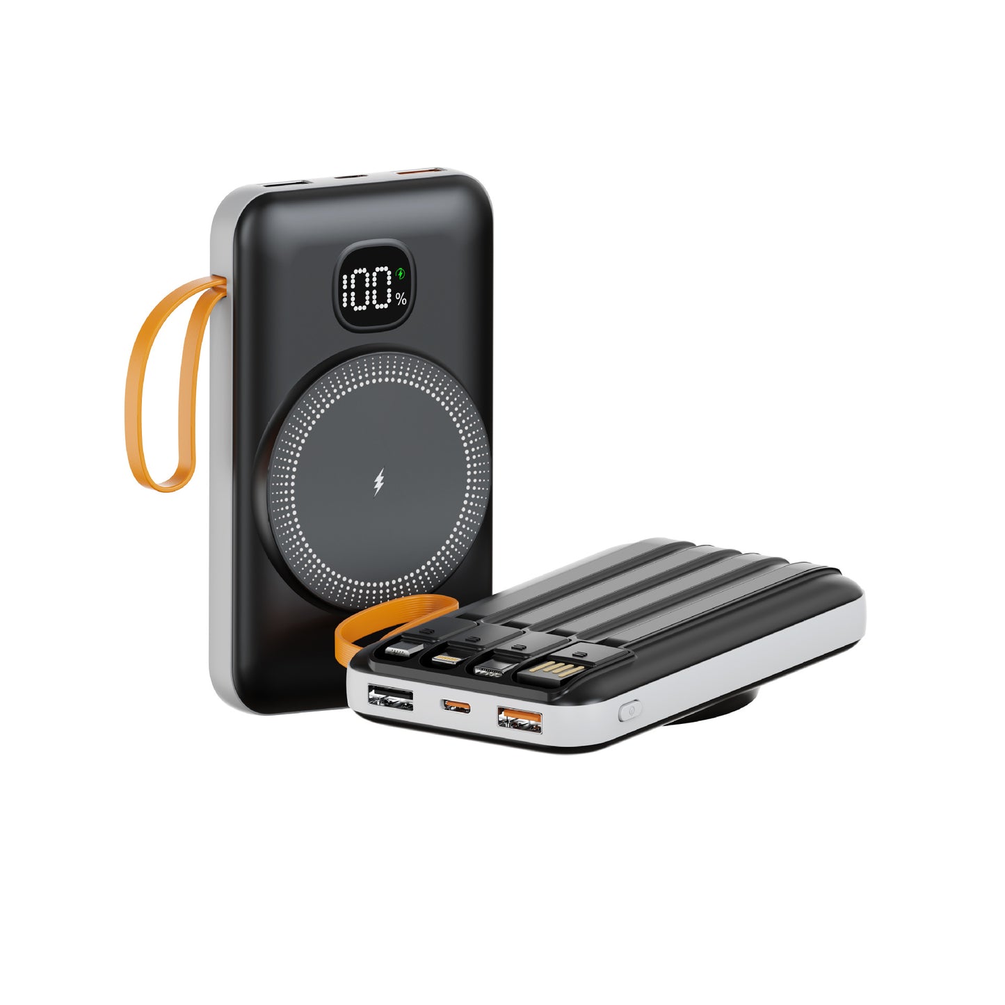 Tragbare Powerbank mit Integrierter Induktiver Schnellladefunktion und Led-Ladestandsanzeige Brehn