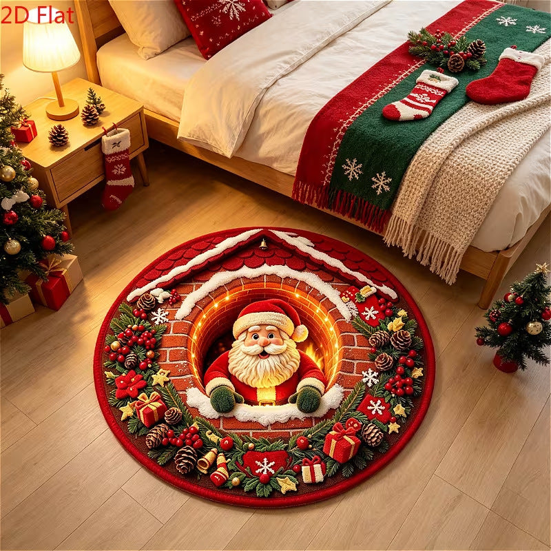 Festlicher 3D Weihnachtsdorf Teppich