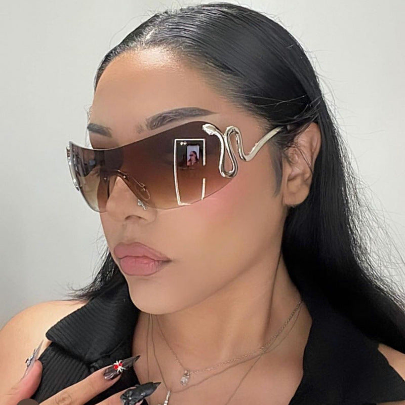 Damen futuristische Sonnenbrille mit elegantem Schwan-Design Brehn