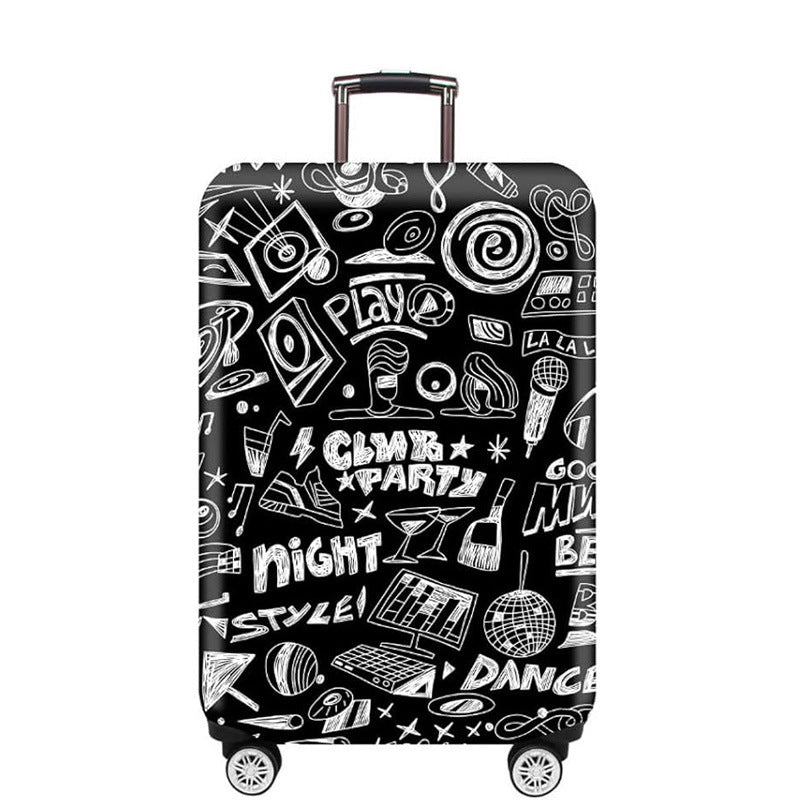Unisex nan elastische Kofferhülle mit urbanem Doodle-Muster, Reißverschluss und Rundumschutz für 4-Rollen Trolleys Brehn