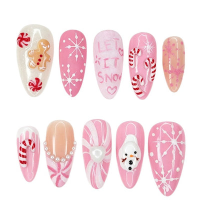Kunstnagelset mit festlichen Weihnachtsdesigns und glamourösen Akzenten Brehn
