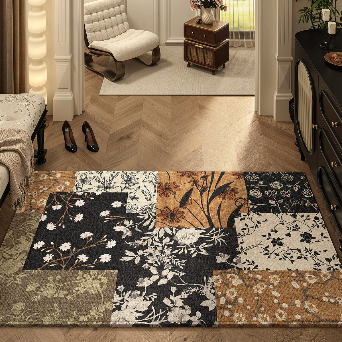 Dekorativer floral Patchwork-Teppich