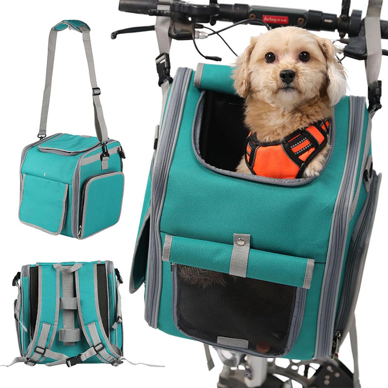 Front-Mount Convertible Fahrrad Haustierträger Rucksack mit erweiterbarem Mesh-Dach und gepolstertem orthopädischem Boden Brehn