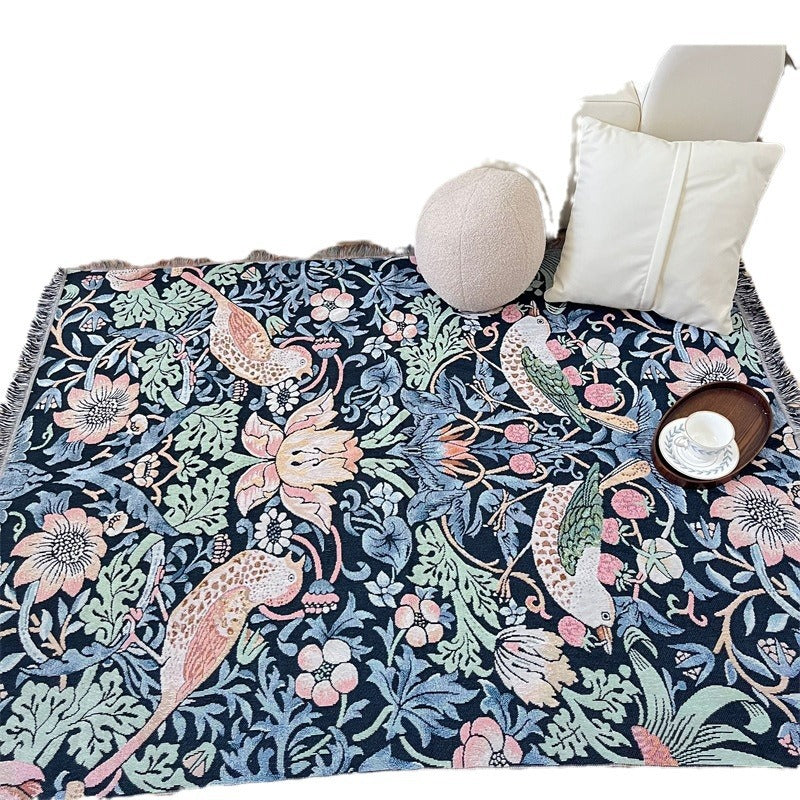 Verschnörkelte florale Wandteppich-Wurfdecke