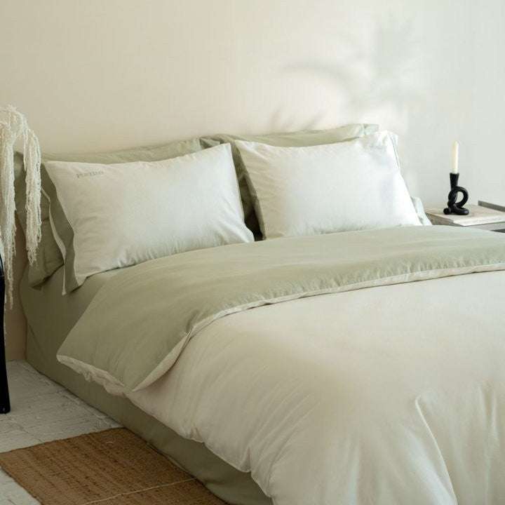 Luxus Baumwollsatin Bettbezugset mit Kontrastsaum