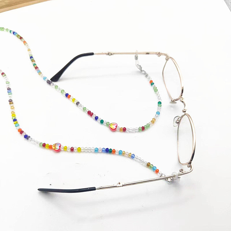 Bunte Glaskette mit Herzanhänger Brehn
