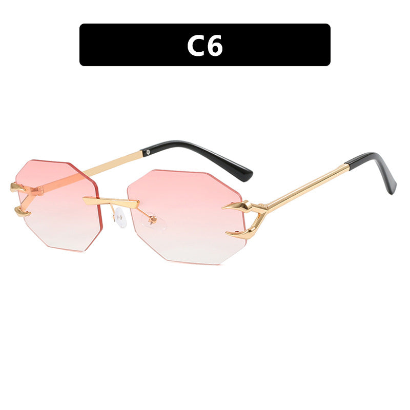 Damen geometrische Sonnenbrille mit modernem Metallrahmen Brehn