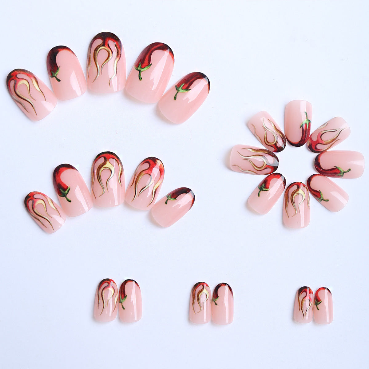 Künstliche Fingernägel Im Kreativen Paprika-Design Brehn