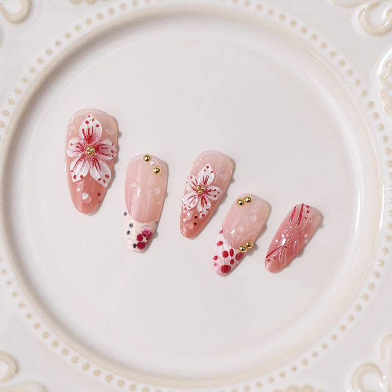 Premium Dekorative Florale Press-On Nagelspitzen Brehn