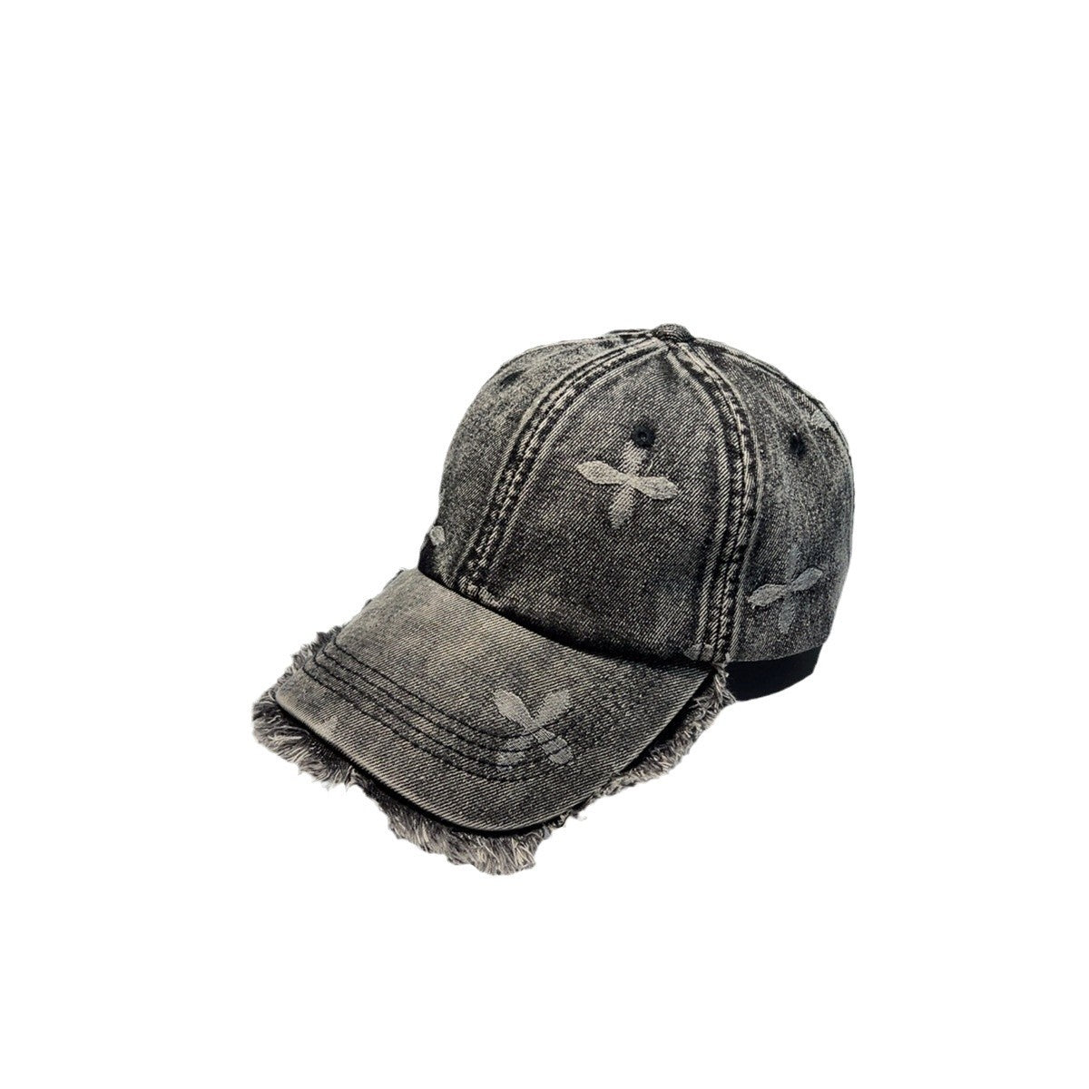 Unisex Distressed Denim Frayed Cap Brehn