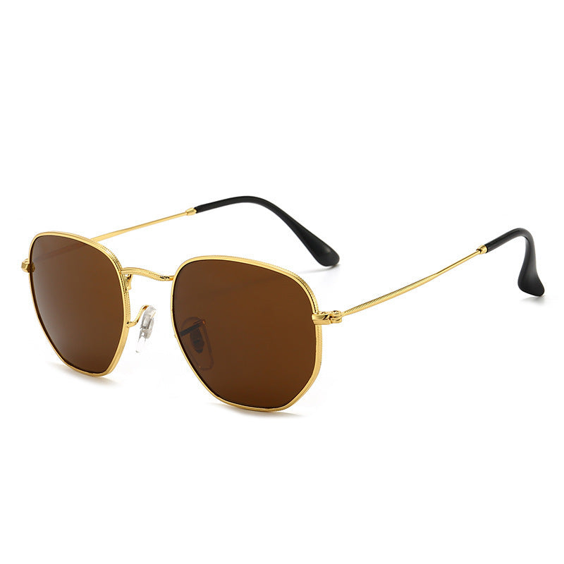Damen modische geometrische Sonnenbrille mit robustem Metallrahmen Brehn