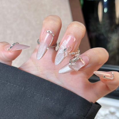 Stylisches Nagelkunst Press-On Set mit Glitter und glänzendem Finish Brehn