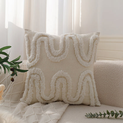 Quadratischer Zierkissenbezug mit 3D‑Chenille‑Wellenstruktur und weichem Baumwollmix Brehn