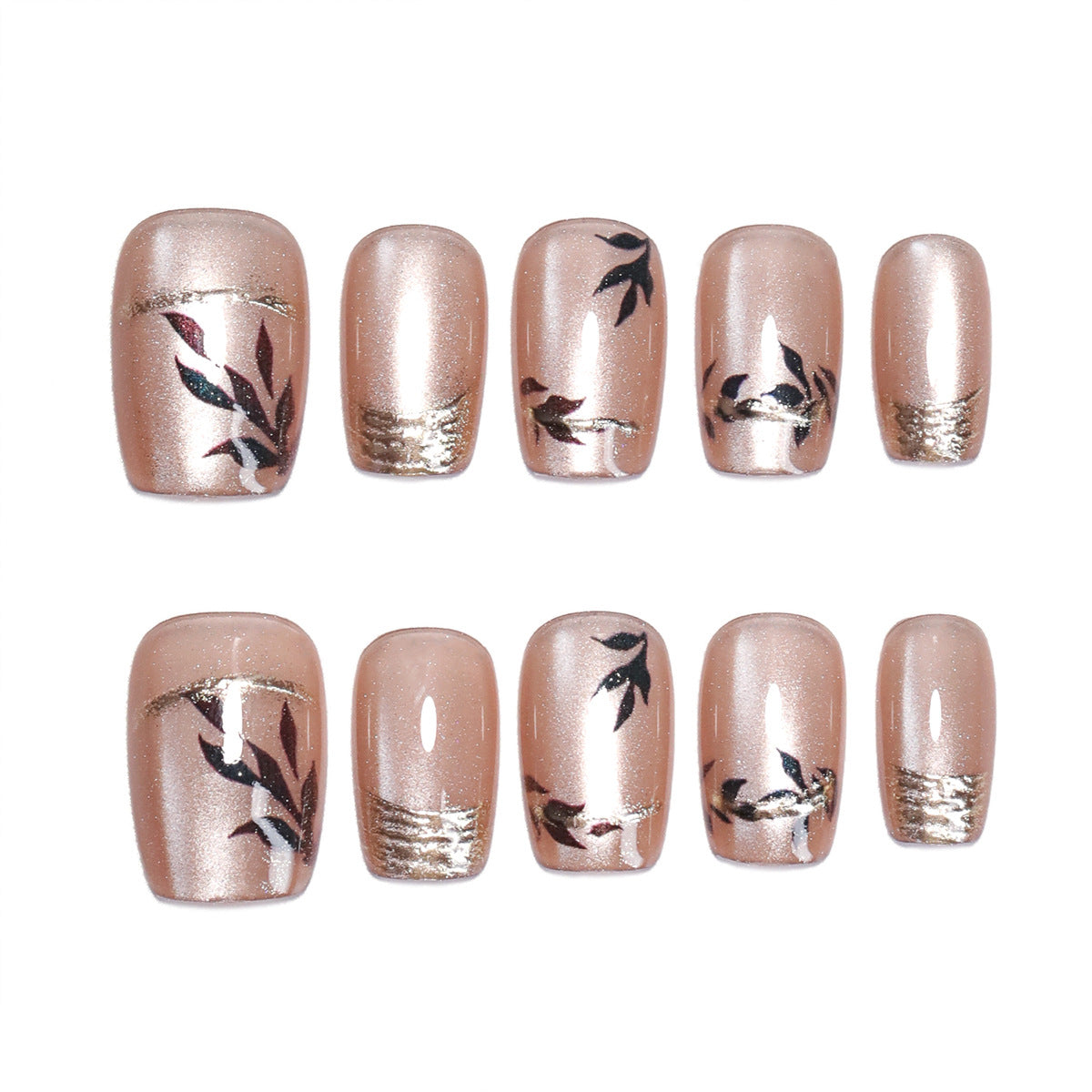 Kunstvolle Nagelkunst mit elegantem Blattdesign Brehn
