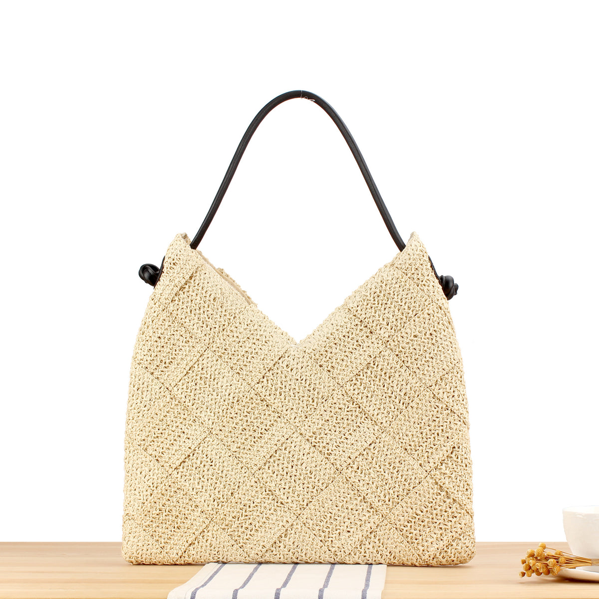 Handtasche mit Modernem Geometrischen Strickmuster Brehn