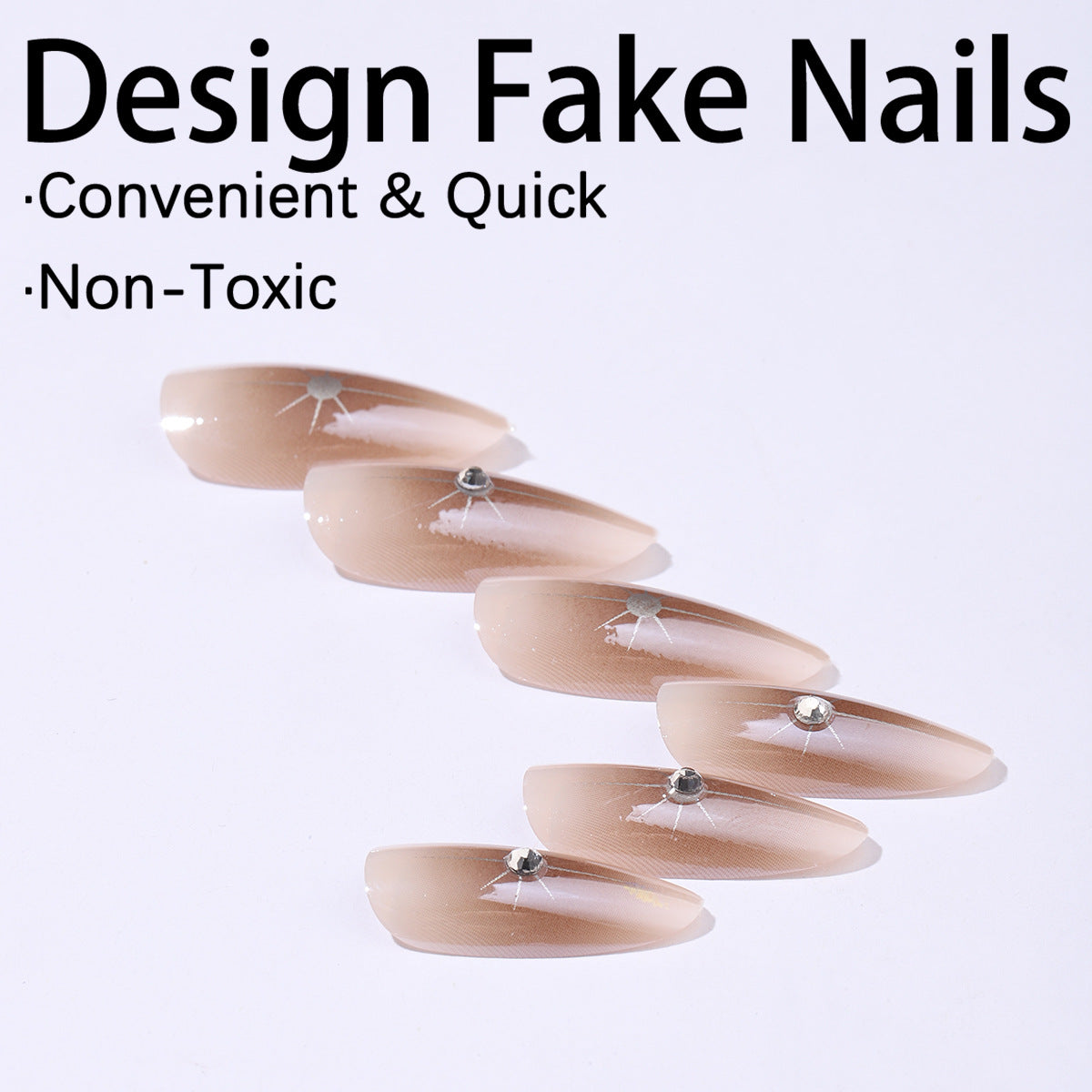 Kunstnagelset mit eleganten Strassakzenten und konturiertem Design Brehn