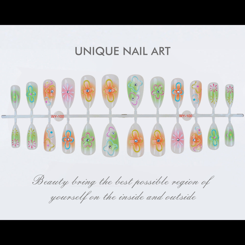 Künstlerisches Floral Press-On Nails Kit Brehn