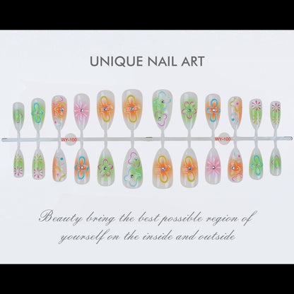 Künstlerisches Floral Press-On Nails Kit Brehn