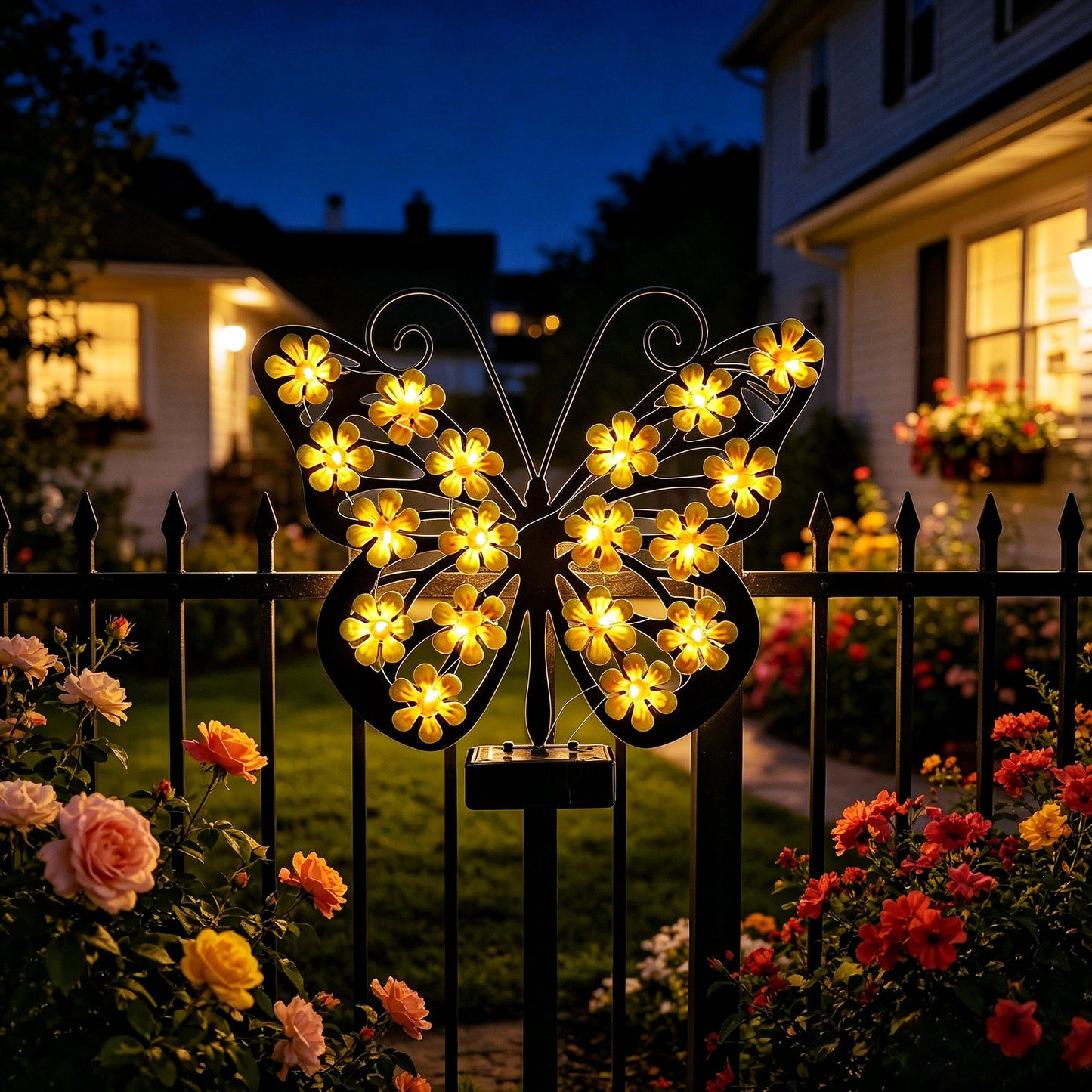 Dekorative LED-Schmetterlingswandlampe mit floralen Micro-LED- Akzenten und batteriebetriebener Steuerung Brehn