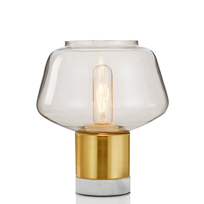 Geometrische Glas Tischlampe mit Messing- und Marmorbasis