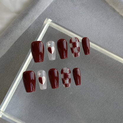 Dekoratives Herz-Applikation Press-On Nagelset