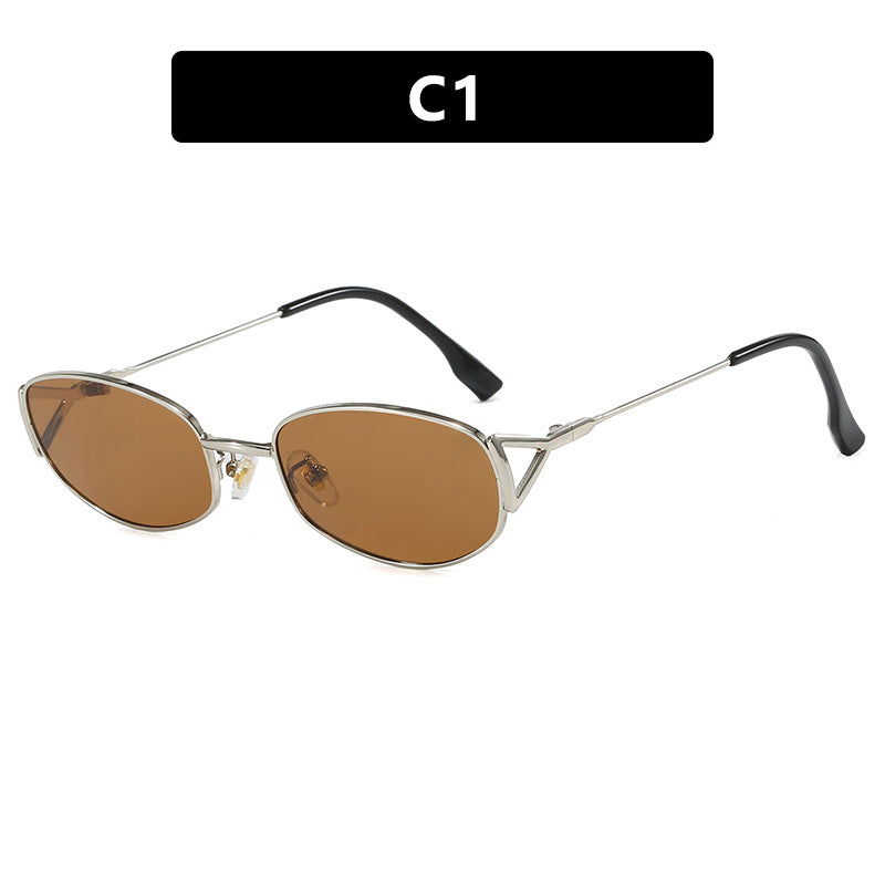Damen modische Sonnenbrille im eleganten Ovaldesign mit hochklassigem Metallrahmen Brehn
