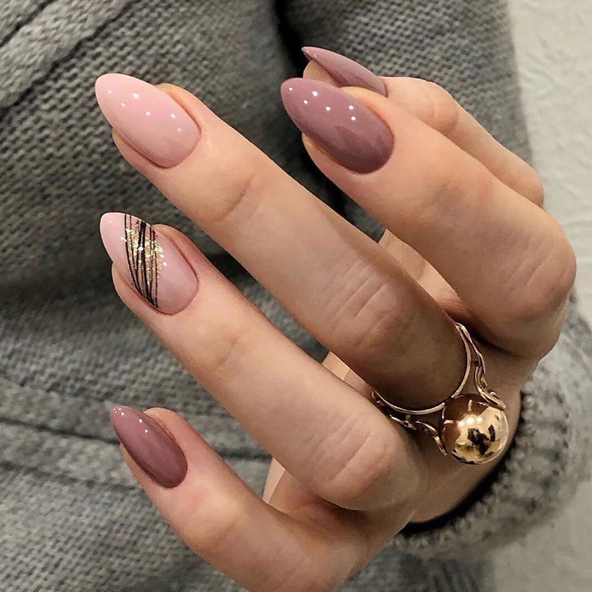 Premium mandelförmiger Press-On Nagelset Brehn