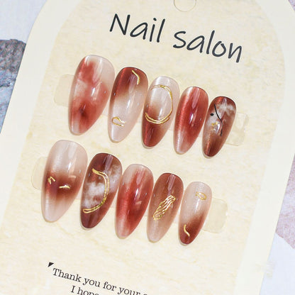 Künstlerisches Press-On-Nagelset mit Kirschblütenmuster Brehn