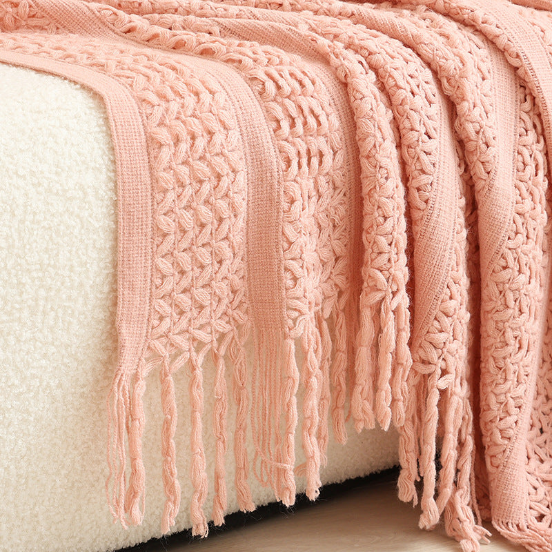Damen gestrickte Wohndecke mit Fransen Brehn
