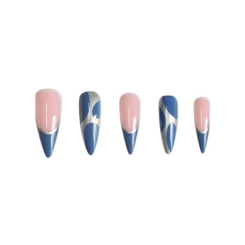 Stiletto Press-On Nagelkunstverlängerungen mit geometrischem Design Brehn