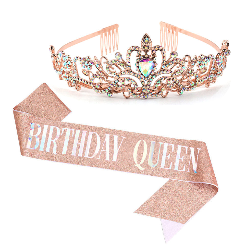 Damen Festliche Tiara mit schimmernden Strasssteinen Brehn