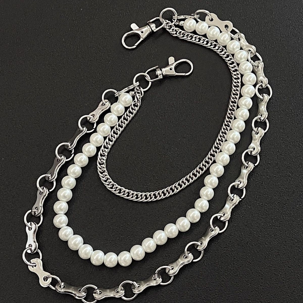 Modische Kettenarmband mit Perlen und Metallglieder Brehn