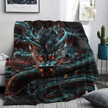 Übergröße Drachenmotiv Plüschdecke