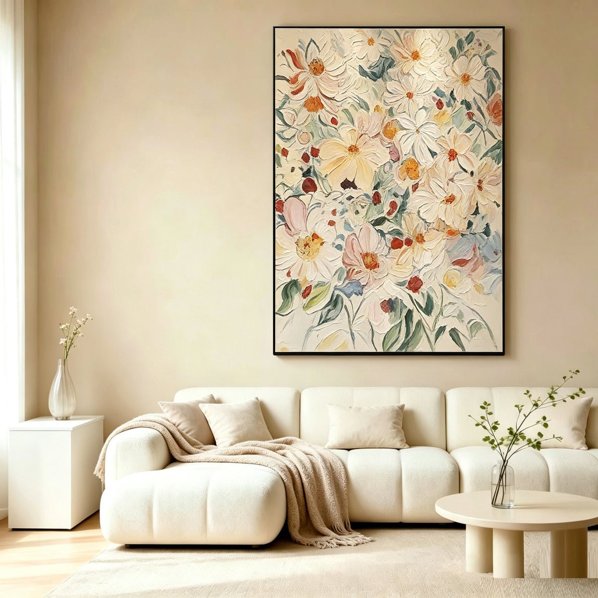 Blumige Dekorative Leinenkunst