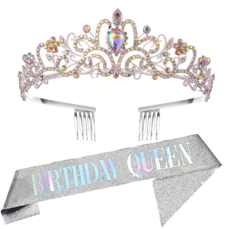 Damen Festliche Tiara mit schimmernden Strasssteinen Brehn