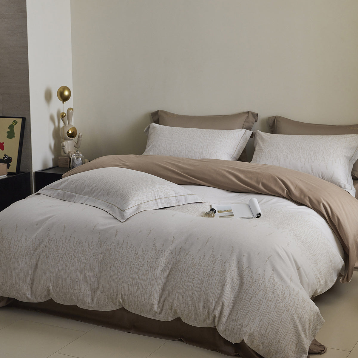 Ombre gestreiftes Baumwollsatin Bettbezug-Set