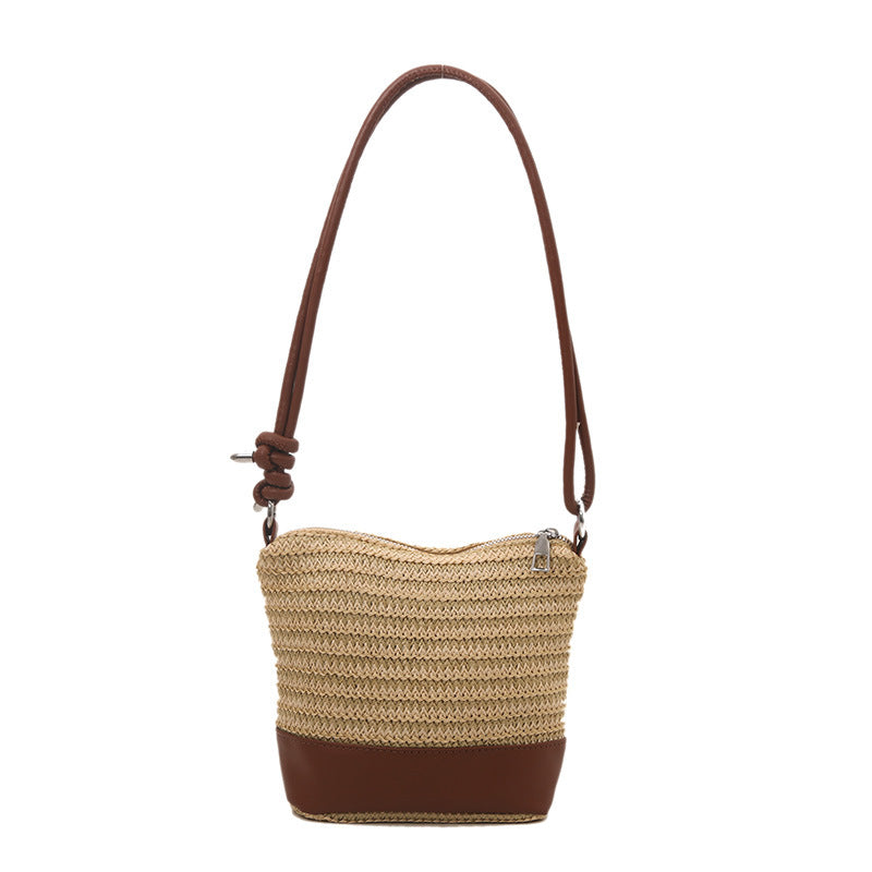 Woven Straw und Leder Umhängetasche Brehn