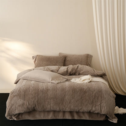 Luxuriöses strukturreiches Chenille-Kuschelbettwäscheset