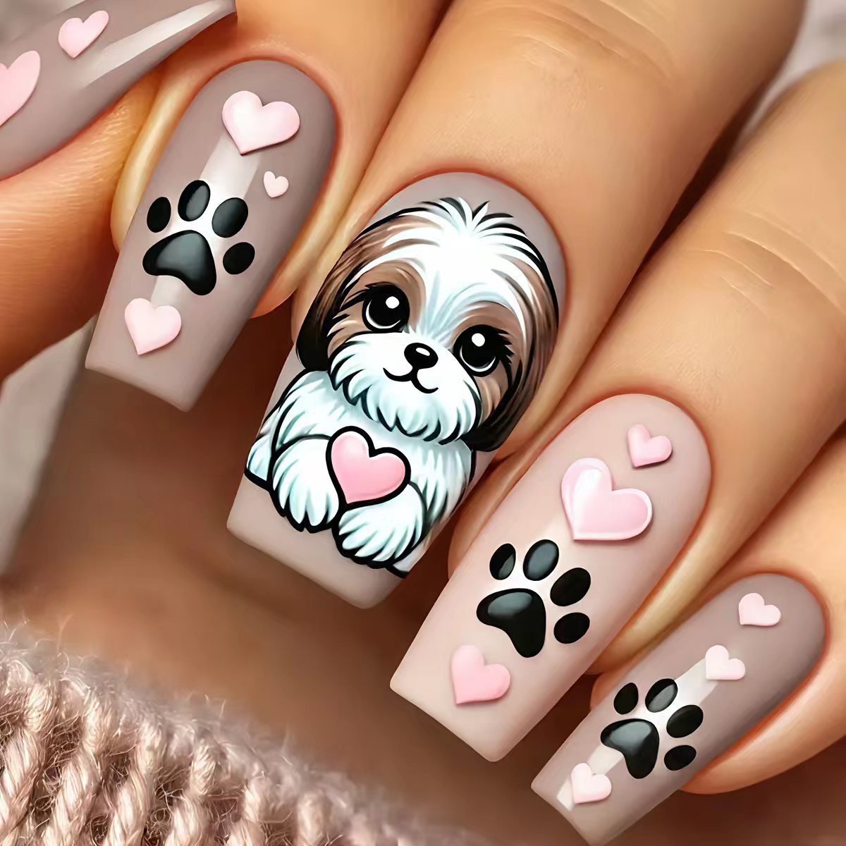 Kunstnageldesign mit Niedlichem Hundemotiv Brehn