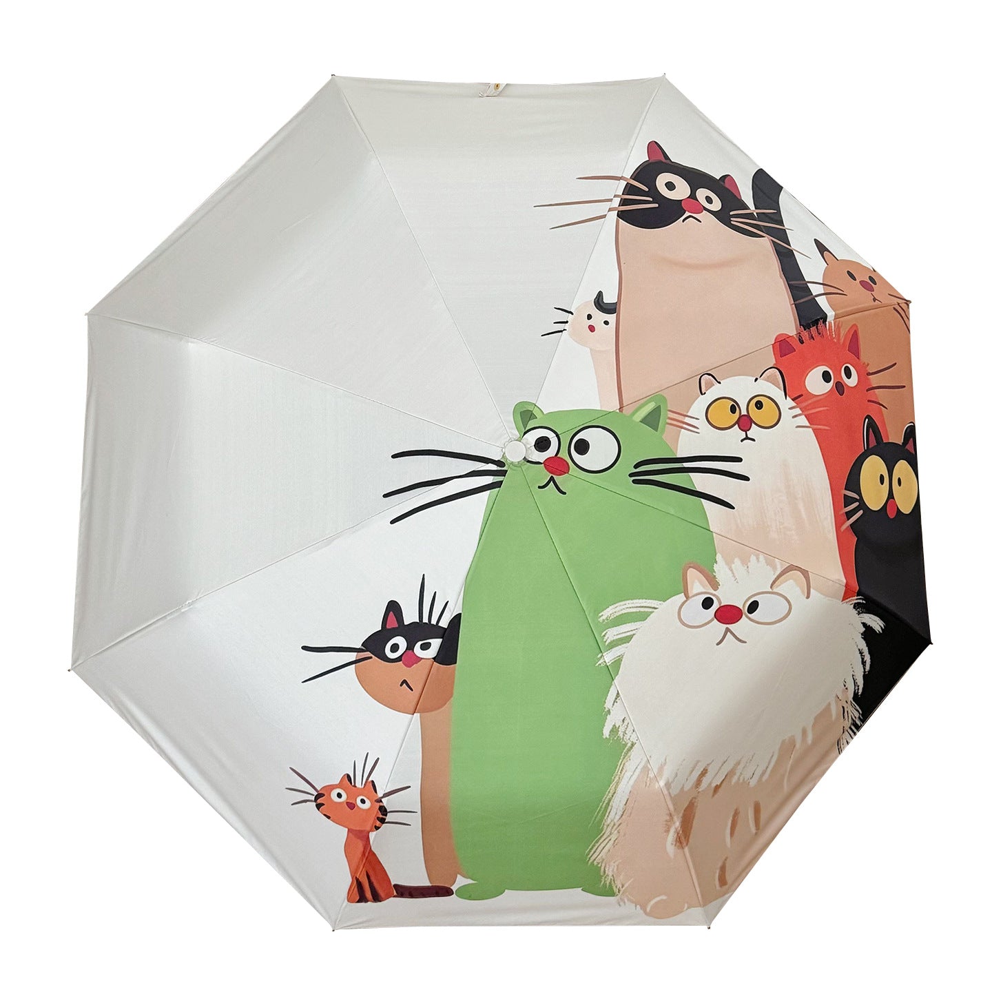 Damen Faltbarer Regenschirm mit verspieltem Katzenmotiv Brehn