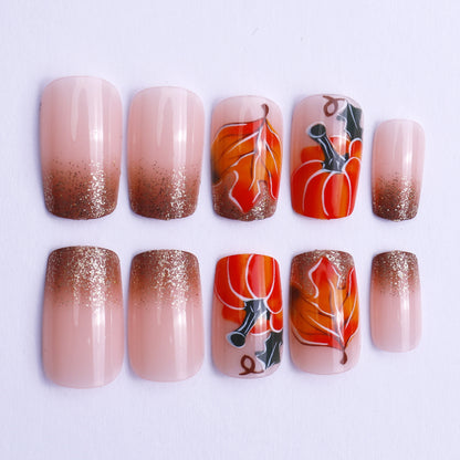 Künstlerische Kürbis-Themen-Nail Art