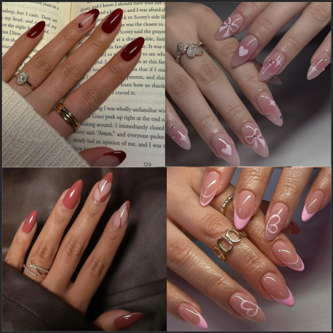 Kunstnagelset mit eleganten Herz- und Blumenverzierungen Brehn