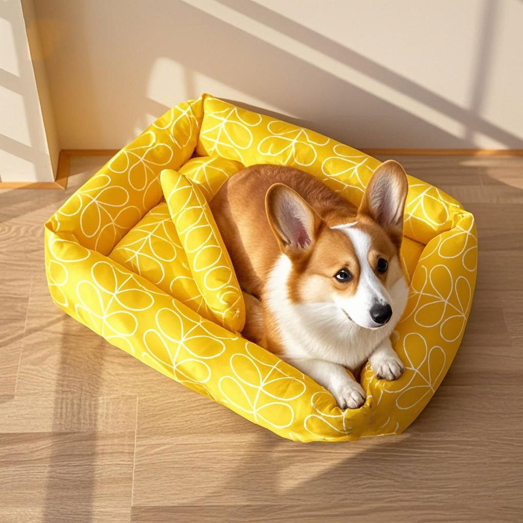 Plüsch-Hundebett mit Kronenmuster