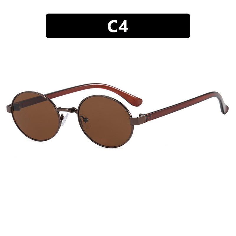 Damen runde Brille mit elegantem Metallrahmen und verstellbaren Nasenpads Brehn
